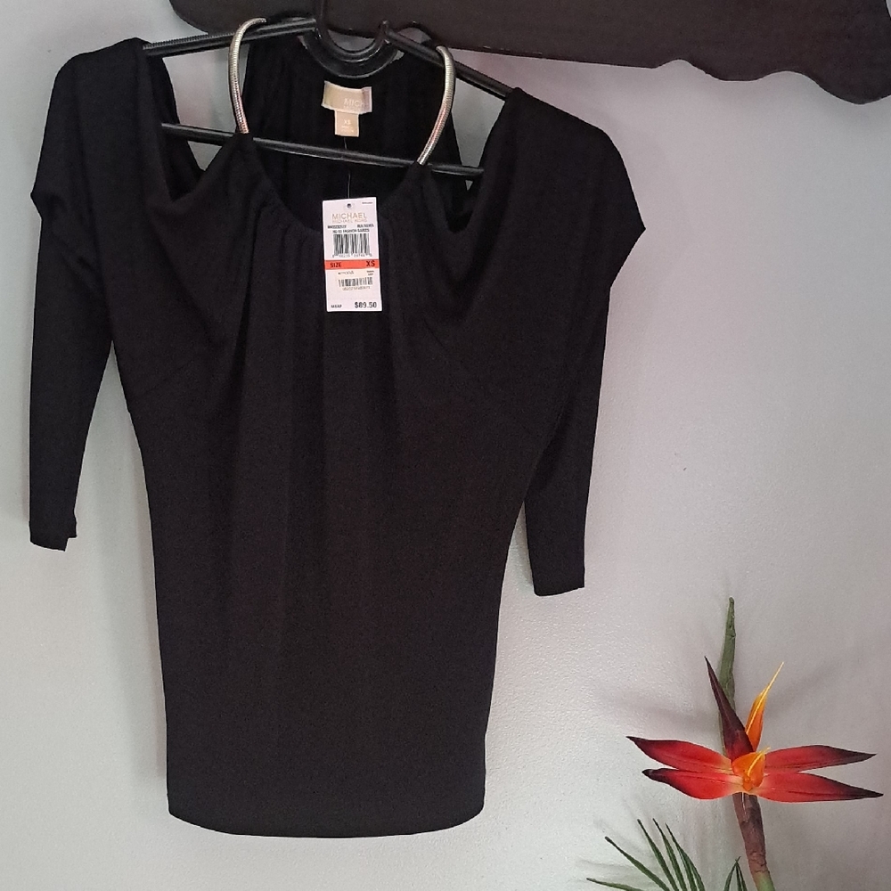 Michael Michael Kors Black Cold Shoulder Women's Blouse Size XS New